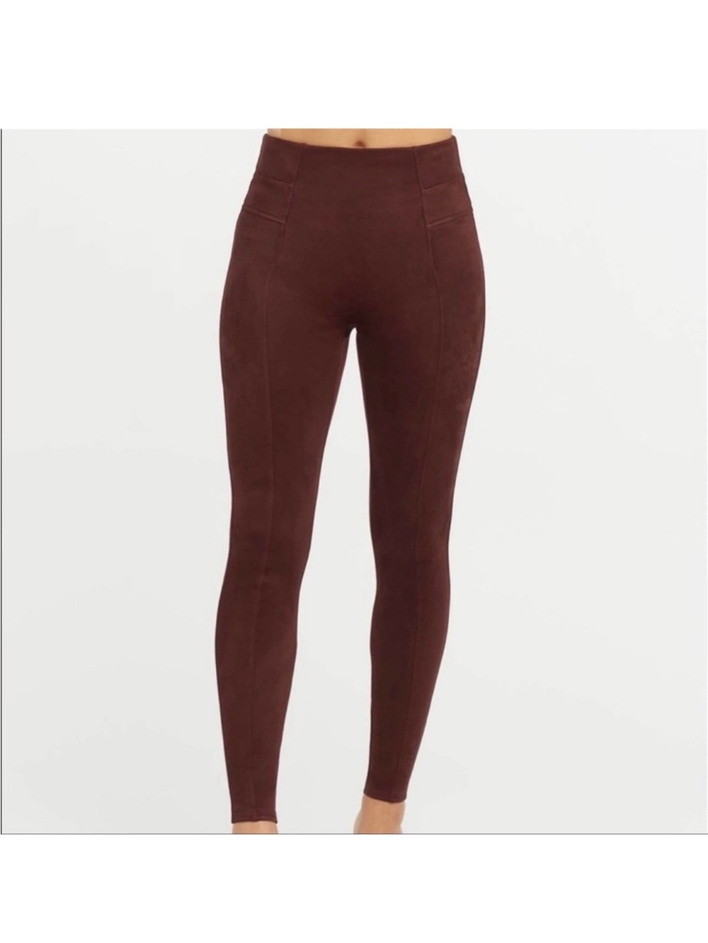 Spanx Faux Suede Leggings in Dark Terracotta Red Sz M like new pants